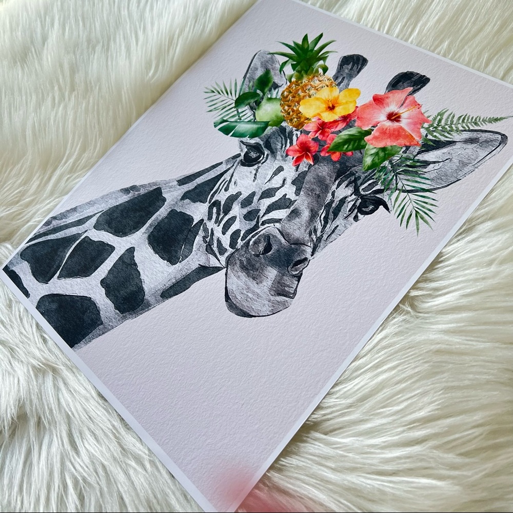 Cute Giraffe Watercolor Wall Art Print Poster Unframed - Picture 12 of 14